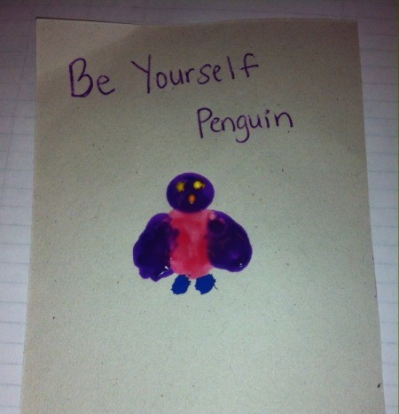 Fingerprint Penguin - optional project allowing children to choose their own paint colors