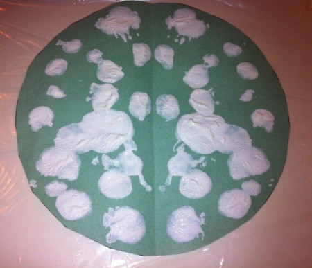 Rorschach Snowflakes - open and allow paint to dry