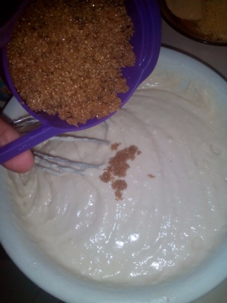 Put Cheese adding sugar to batter