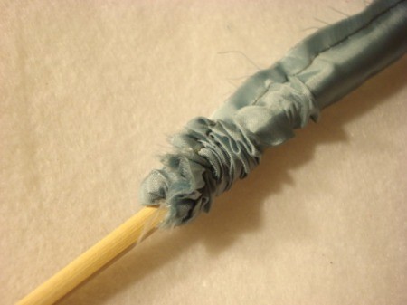 Bead and Fabric Necklace - use chopstick to turn fabric tube inside out