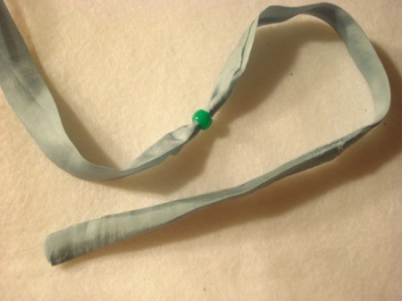 Bead and Fabric Necklace - thread on first exterior bead to act as stop for those inside tube