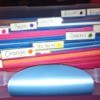 Sorting Construction Paper by Color - file box filled with labeled folders