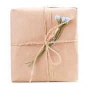 A gift wrapped in butcher paper.