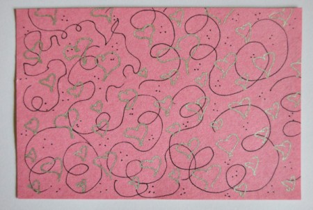 Abundant Hearts Valentine's Day Card - add hearts and squiggles to sugar paper and glue to front of card