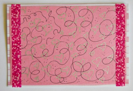 Abundant Hearts Valentine's Day Card - add a strip of washi tape to both right and left sides of card and trim ends