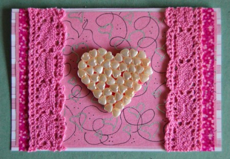 Abundant Hearts Valentine's Day Card - add self adhesive foam squares to back of beaded heart and stick to card