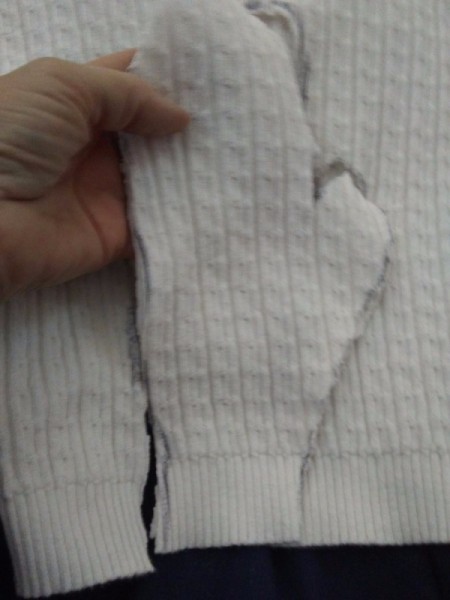 Cozy Mittens from Sweater - shape cut out