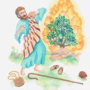 Illustration of Moses and the Burning Bush.