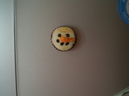 Snowman Refrigerator Magnet - snowman magnet on fridge