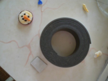 Snowman Refrigerator Magnet - bottle cap and roll of magnetic tape