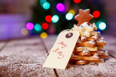 Homemade baked Christmas gingerbread tree as a gift.
