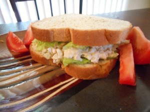 Chicken salad sandwich on plate