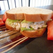 Chicken salad sandwich on plate