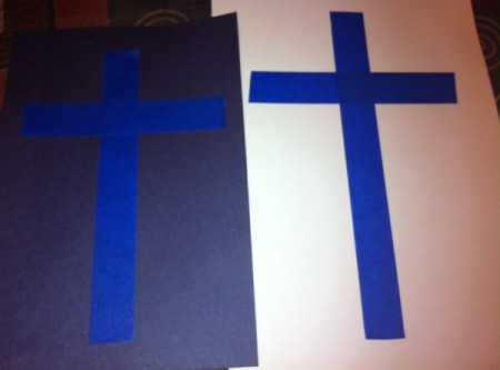 How to Make Cross Silhouettes - measure, cut, and place tape on white paper
