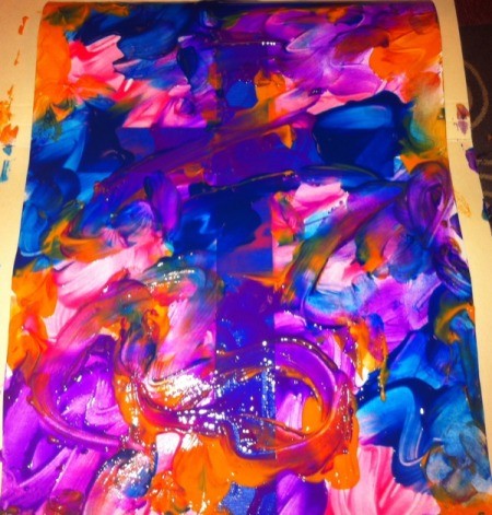 How to Make Cross Silhouettes - paint the page with poster paint using as many colors as desired