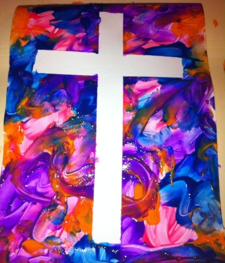 How to Make Cross Silhouettes - remove tape and allow paint to dry, it can be framed or laminated