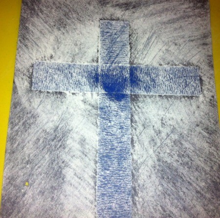 How to Make Cross Silhouettes - chalk version using black paper and white chalk
