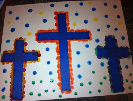 How to Make Cross Silhouettes - making dots with Bingo markers