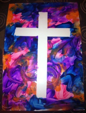 How to Make Cross Silhouettes - finished  poster paint cross