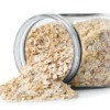 Jar of oats, one of the ingredients in blonde no bake cookies.