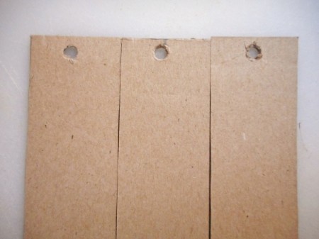 Sturdy Chipboard Bookmarks - three bookmarks with holes