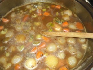 vegetables added to broth