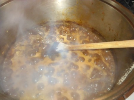 beef stew broth simmering