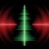A Christmas tree shaped audio soundwaves on a record.