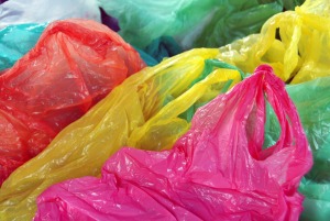 A pile of plastic grocery bags.