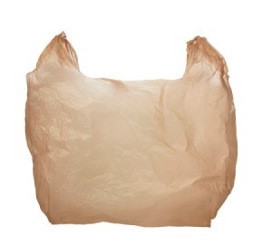 A brown plastic grocery bag.