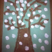 Winter Tree Finger Painting - add snow with fingertip