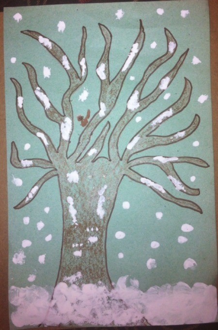 Winter Tree Finger Painting | ThriftyFun