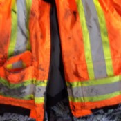 Cleaning Dirty Glazer Work Clothes - orange work jacket with stains