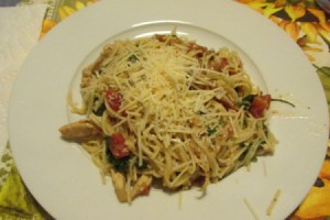 Chicken Spinach Pasta Toss on plate