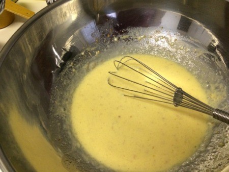 whisking eggs in