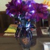 Lighted Flower Vases - vase with violet flowers lighted