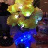 Lighted Flower Vases - lighted vase with cobalt blue lights and yellow flowers