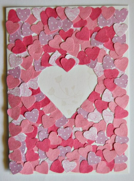 Pure Love Valentine's Day Card - cover the rest of the card's front with punched hearts