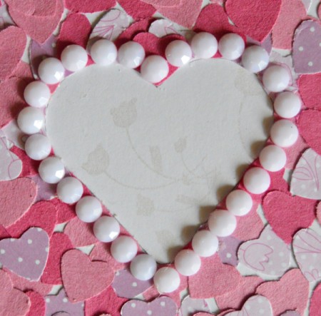 Pure Love Valentine's Day Card - glue rhinestones around the shape of the center heart