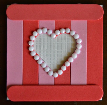 Pure Love Valentine's Day Magnetic Frame - glue a red foam stick to the top and bottom of the square