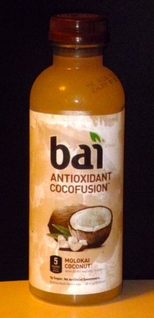 A bottle of Bai flavored water, Molokai Coconut.