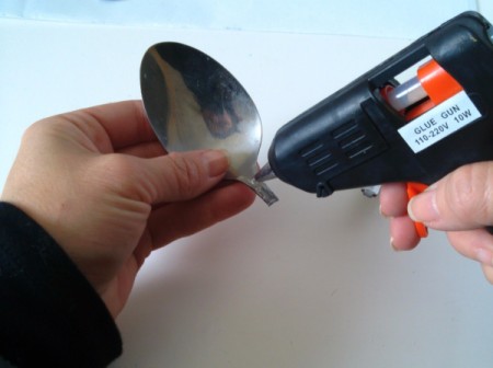 Spoon Flower - adding glue to first spoon petal near bowl