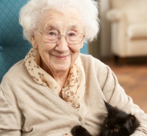 A woman at a nursing home.