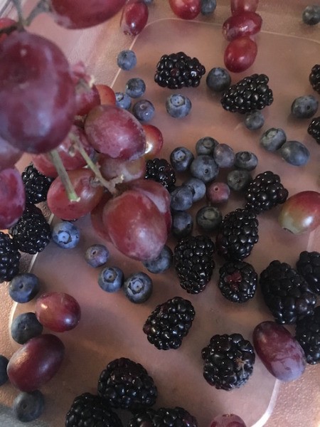 Fruit Salad with Maple Lime Dressing - berries and grapes