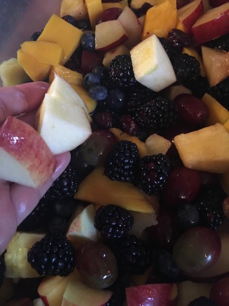 Fruit Salad with Maple Lime Dressing - chopped fruit in salad