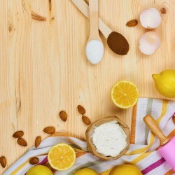 Baking supplies for lemon cookies.