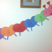 Name Heart Caterpillar - finished caterpillar hanging on the wall