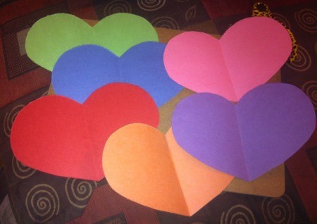 Name Heart Caterpillar - paper hearts