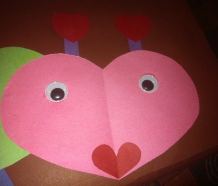 Name Heart Caterpillar - cut two antenna and small hearts for the ends and glue in place, add wiggle eyes, and heart shaped mouth