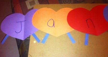 Name Heart Caterpillar - write child's name on caterpillar segments